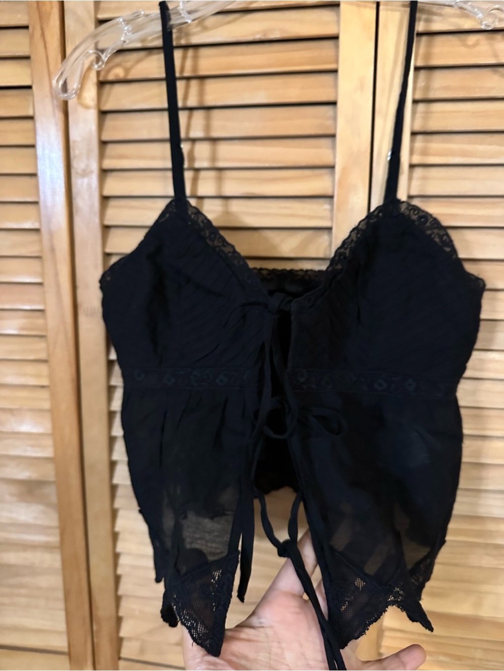 ZARA Black Lace-Trim Top - XS